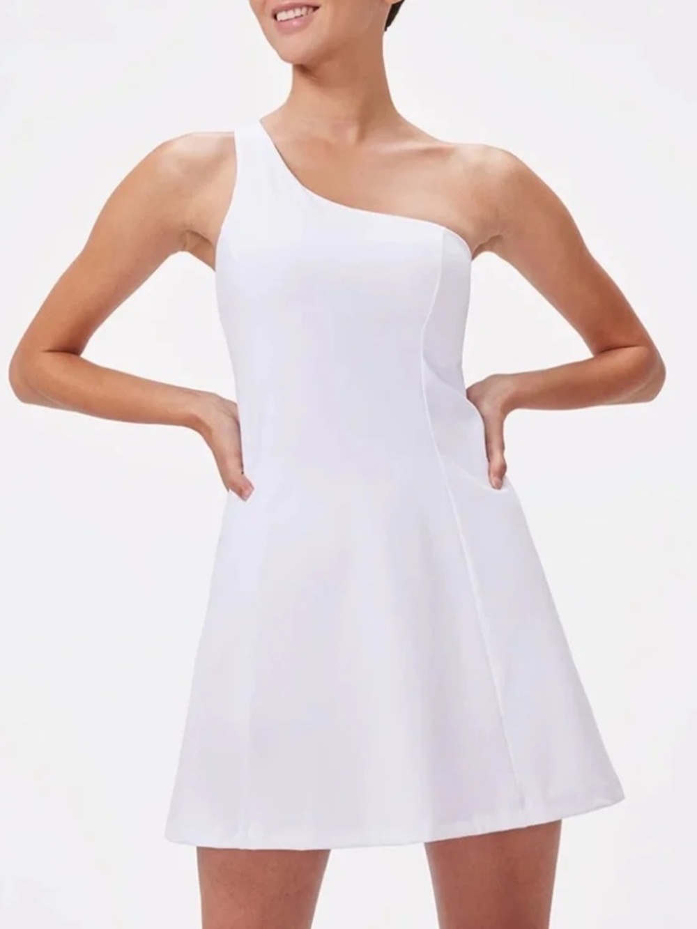 NWT Outdoor Voices White One Shoulder Exercise Dress - Sz Small